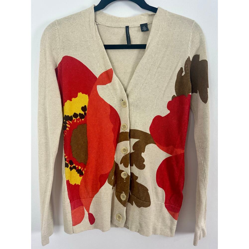 Isda & Co Size Small V-Neck Linen Cotton Cardigan Sweater Coastal Lagenlook